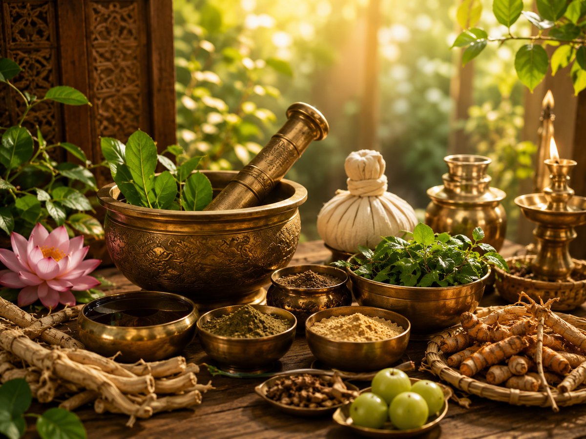 Ayurvedic herbs and traditional preparation at Sri Ashwin Holistic Care