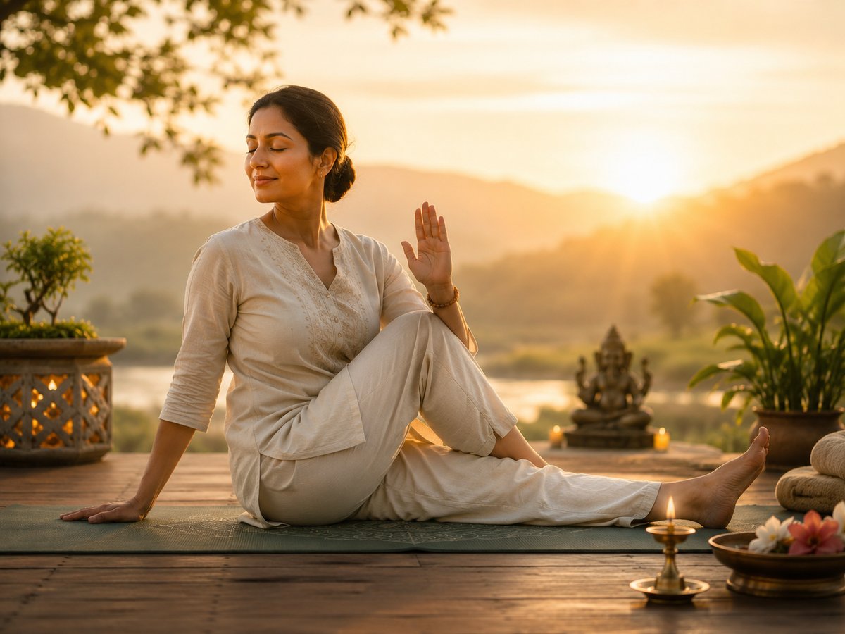 Therapeutic yoga session at Sri Ashwin Holistic Care